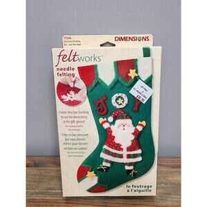 Dimensions Felt Works 2006 Needle Felting Kit Joy Santa Stocking #73246 New